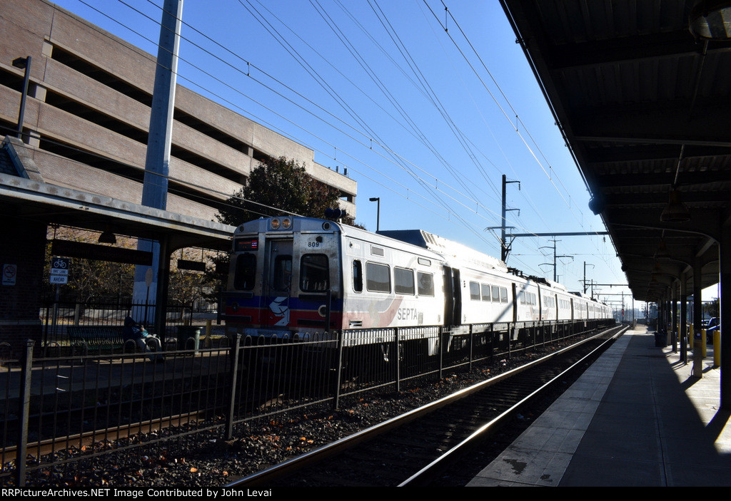 Silverliner V Set on Septa Train # 7204 stopped at Norristown Transportation Center after having arrived from 30th St Station